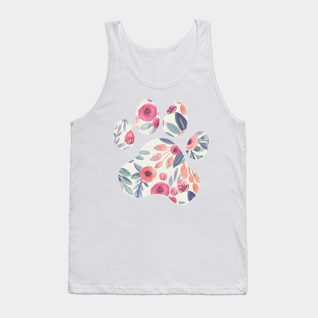 Muted Watercolor Paw Print Tank Top by annmariestowe